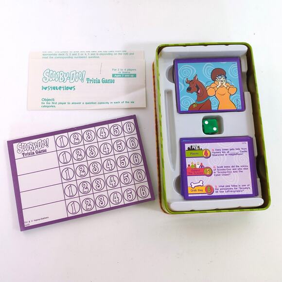 Scooby-Doo Pressman Trivia Game Tin 450 Qs + Kids Deck Complete w/o Pencil - Picture 3 of 3